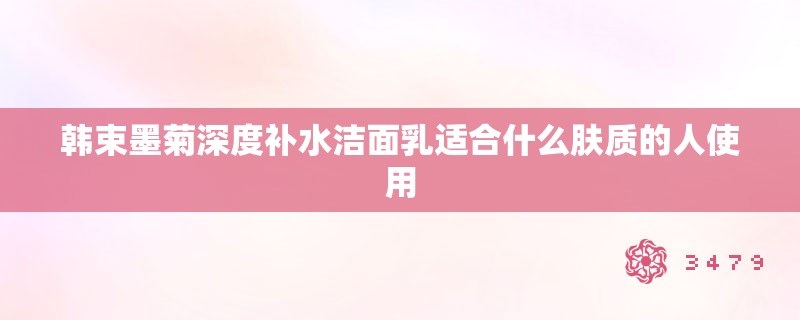 韩束墨菊深度补水洁面乳适合什么肤质的人使用