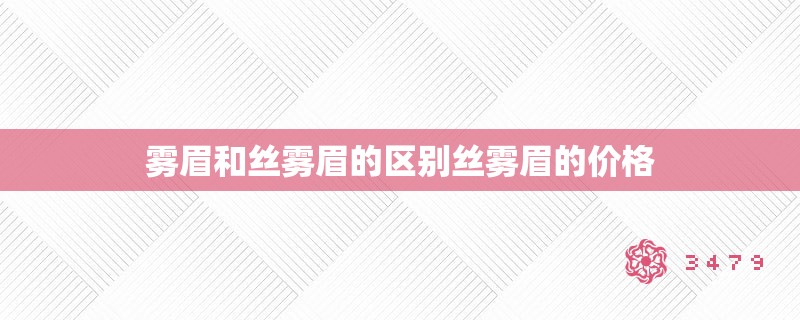雾眉和丝雾眉的区别丝雾眉的价格