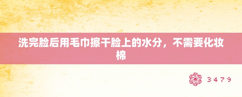 洗完脸后用毛巾擦干脸上的水分,不需要化妆棉 洗完脸后用毛巾擦干脸上的水分,不需要化妆棉