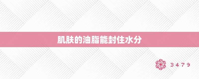 肌肤的油脂能封住水分 肌肤的油脂能封住水分