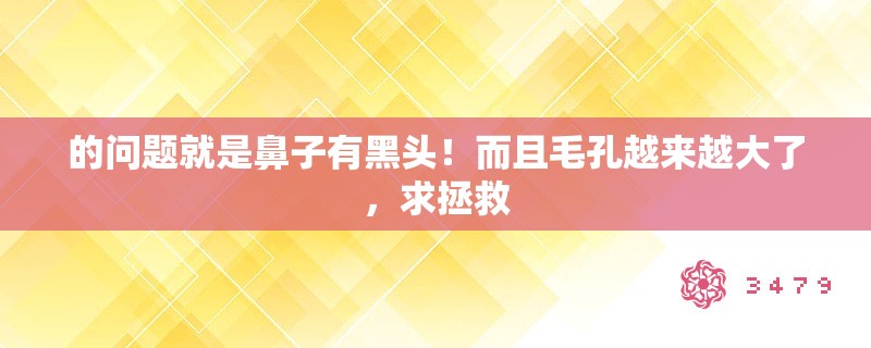 的问题就是鼻子有黑头！而且毛孔越来越大了，求拯救