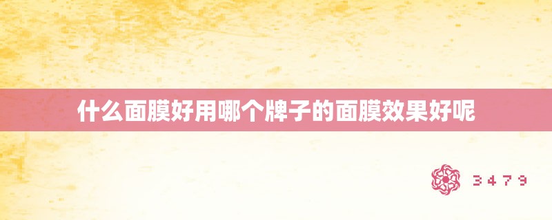 什么面膜好用哪个牌子的面膜效果好呢